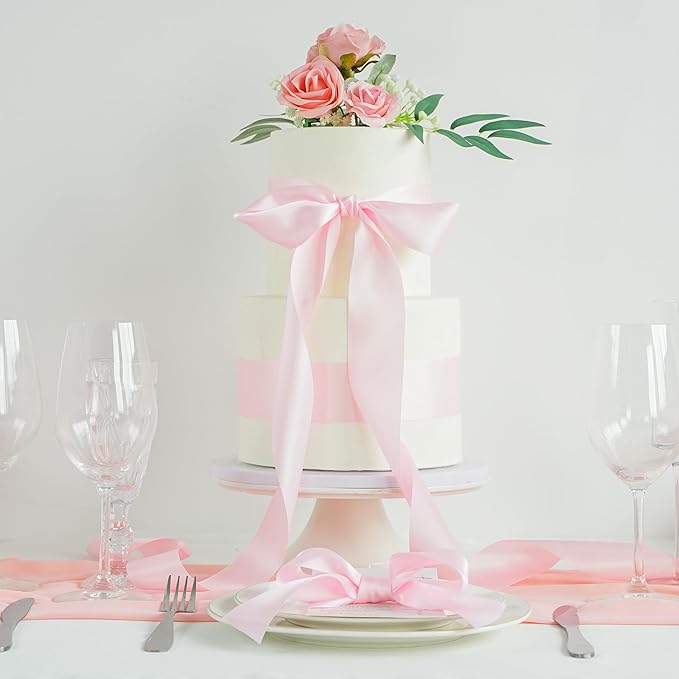 HUIHUANG Baby Pink Ribbon Satin 1-1/2" Wide Double Face Polyester Satin Ribbons - Image 6