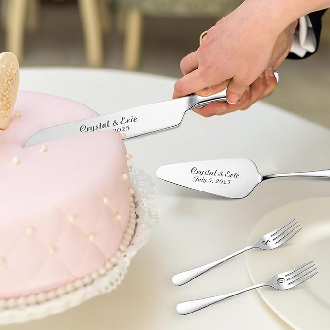 HJX Personalized Wedding Cake Knife and Server Set - Image 4