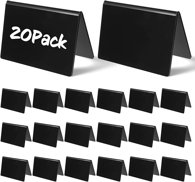 20 Packs Acrylic Mini Chalkboard Sign Black Food Labels Name Tags by Unknown