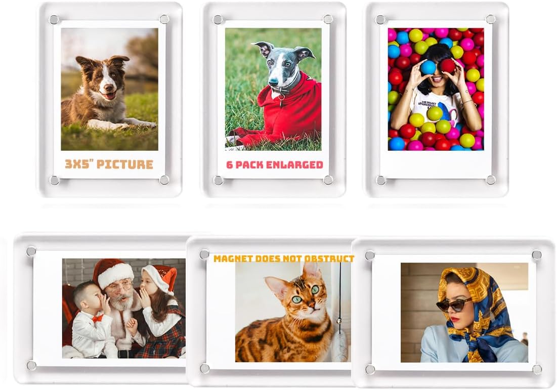 Acrylic Fridge Magnetic Picture Frames, 3x5 Inch Magnetic Clear Photo Frames by LIANHELILAI