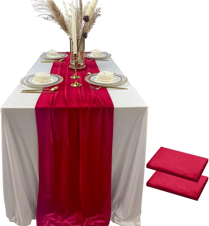 Luxurious Velvet Table Runner, 10ft Wedding Reception Decorations, 20x120inch by EHLDekol