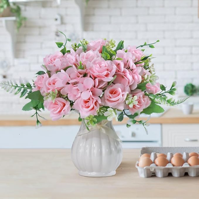 LESING Artificial Rose Silk Hydrangea Flowers Bouquets - Image 5