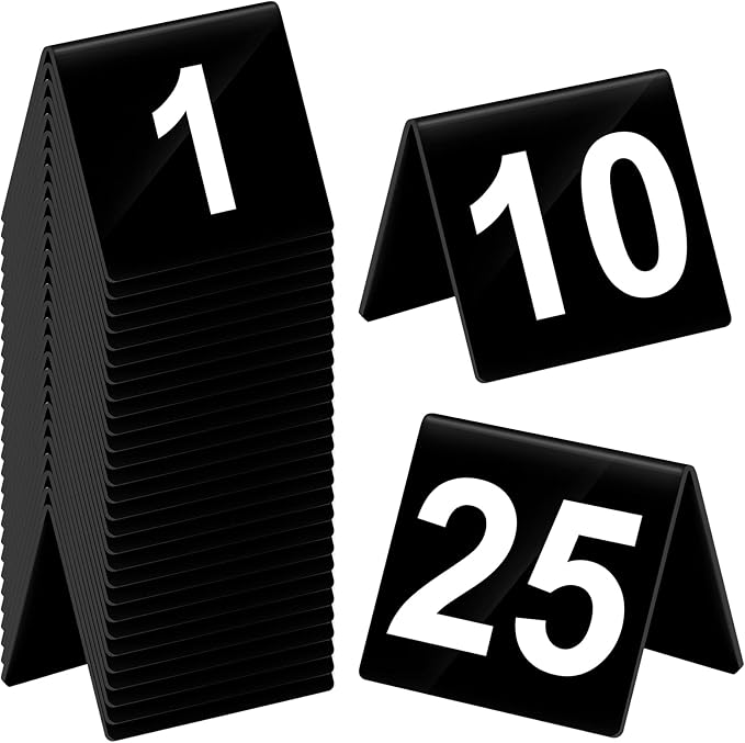 Tuanse Table Numbers 1-25 Acrylic Double Side Numbered Table Tents Plastic by Tuanse