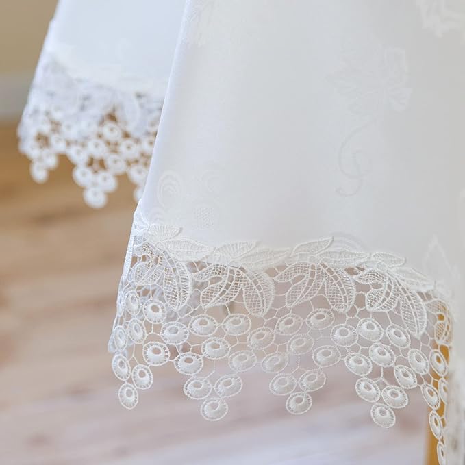White lace Premium Round Farmhouse Table Runner Waterproof OilProof SpillProof - Image 2