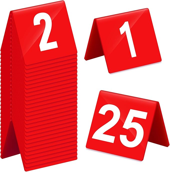 Tuanse Table Numbers 1-25 Acrylic Double Side Numbered Table Tents Plastic by Tuanse