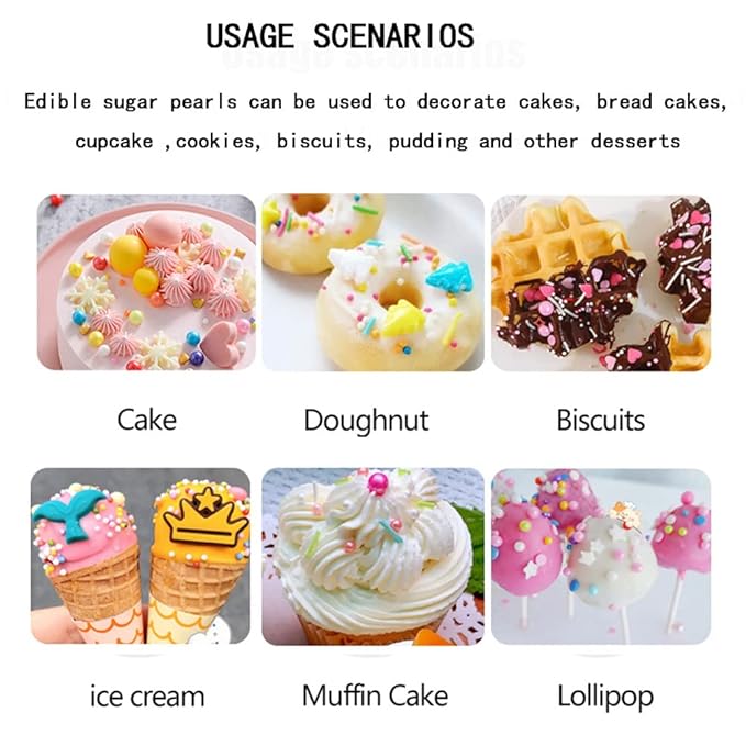 Edible Silver Sugar Pearls Candy Sprinkles 120G/ 4.23Ounce Baking Cake - Image 4