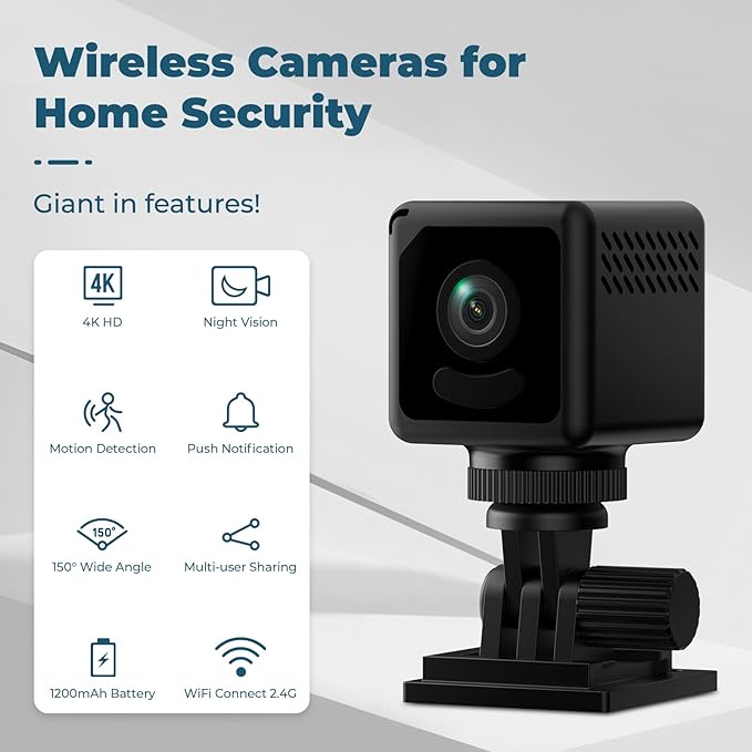 Mini Security Camera, 4K WiFi Wireless Camera Small Portable HD Nanny Cam - Image 2