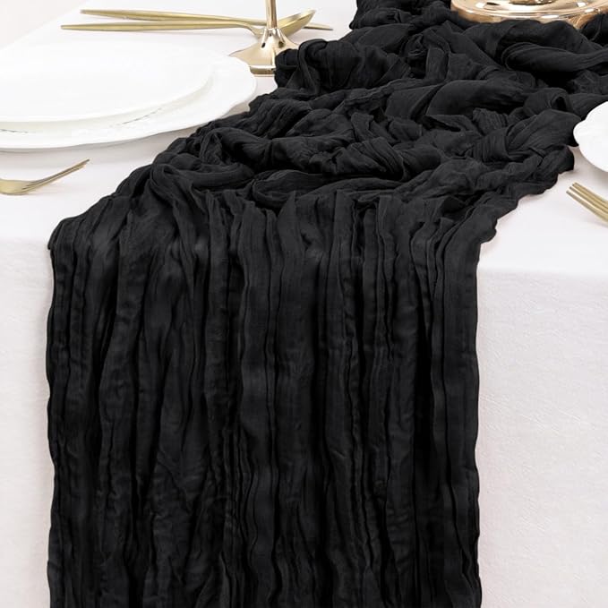 Black Table Runner Cheesecloth Table Runner 10FT Farmhouse Table Runners 120 - Image 5