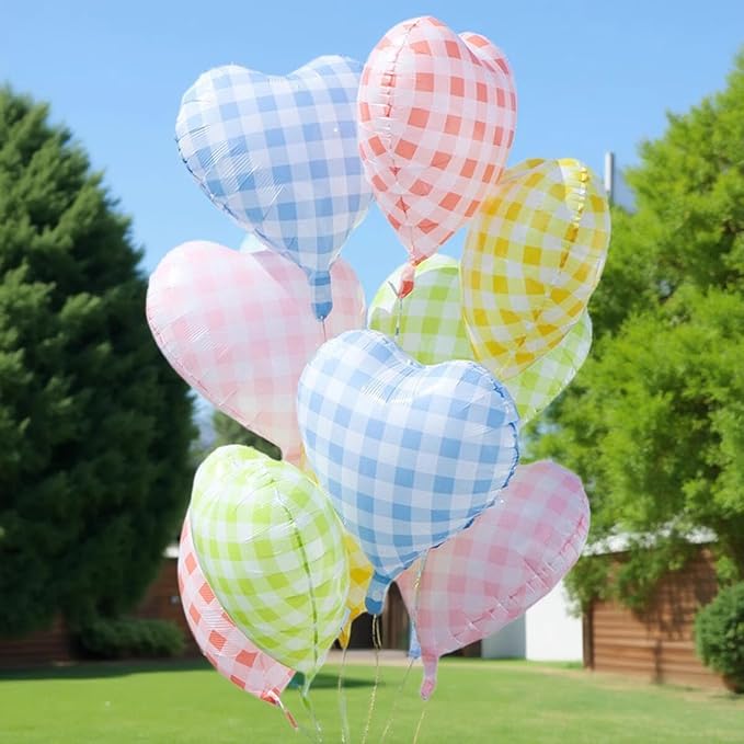Colorful Checkered Heart Balloons - Image 4