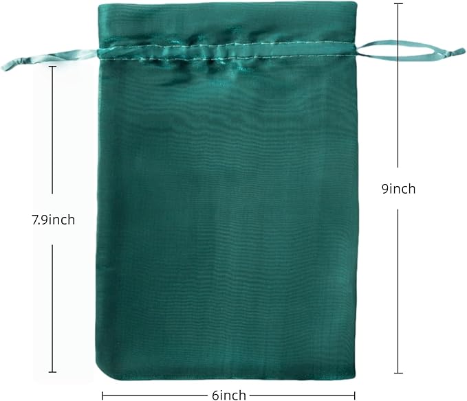 QIANF 20 Pcs Dark Green Small Organza Bags 6X9 inch - Image 3