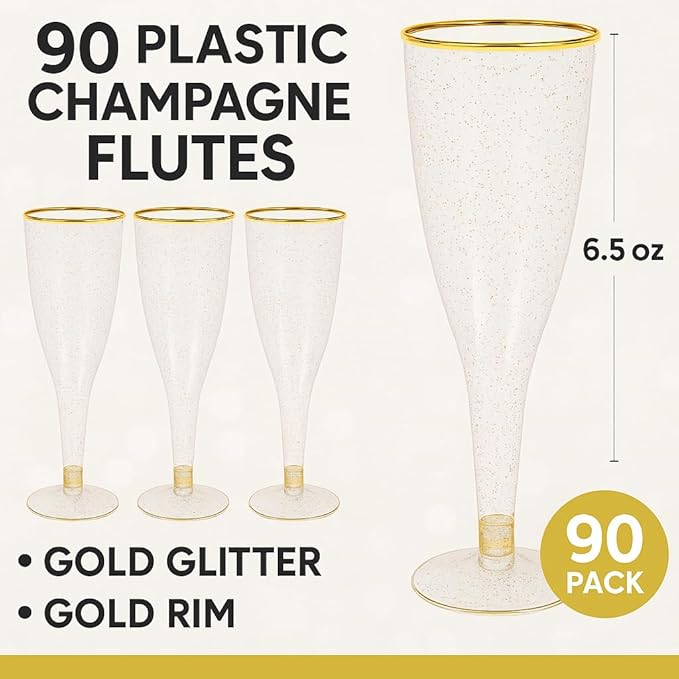 Oojami 90 Plastic 6.5 oz Disposable Champagne Flutes Ideal - Image 2