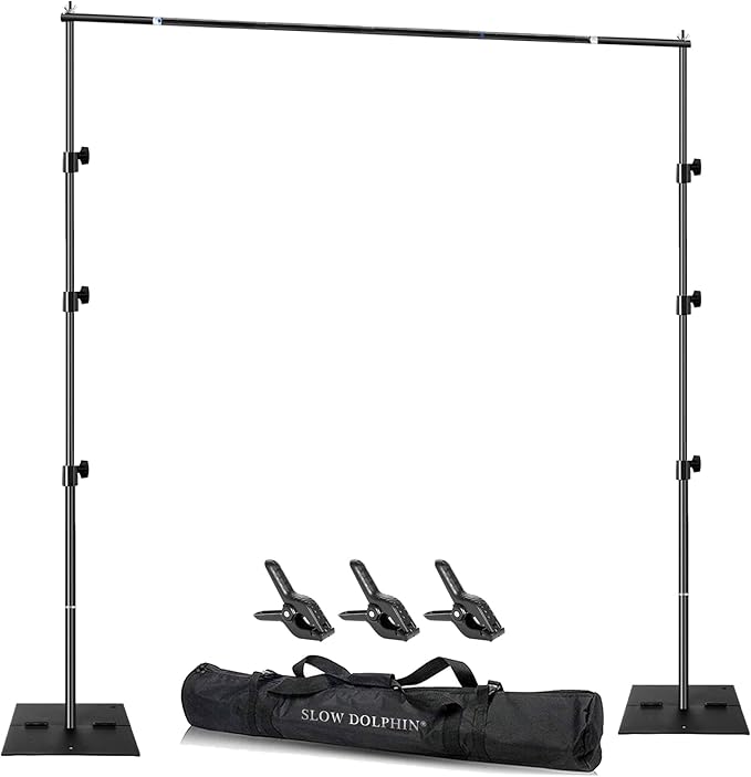 SLOW DOLPHIN Pipe and Drape Photography Backdrop Stand Kit Adjustable Photo by SLOWDOLPHIN