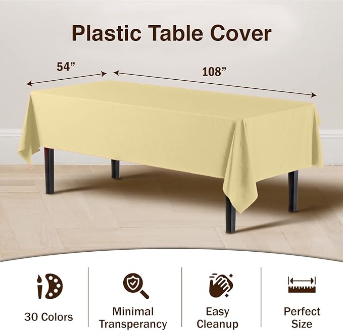 Exquisite *Premium* Light Yellow Table Cover 12 Pack - Image 3