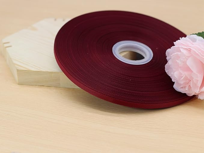 Jesep One Roll 100 Yards 1/4 inch Maroon Soild Grosgrain Ribbon Boutique Gift - Image 3