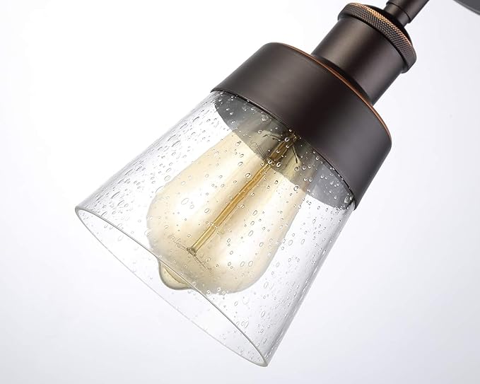 Rustic Glass Flush Mount Light Fixture Mini Clear Seeded Glass Shade Semi Flush - Image 6