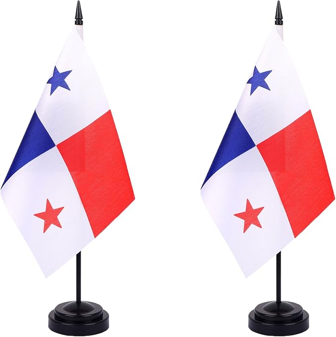 WXTWK 2 Pack Panama Flag Panama Deluxe Desk Flag Set by WXTWK
