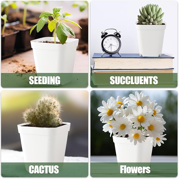 BTPLASTIK 120 Pcs Nursery Pots 3.5 Inch, Plastic Seed Starting Pot - Image 3