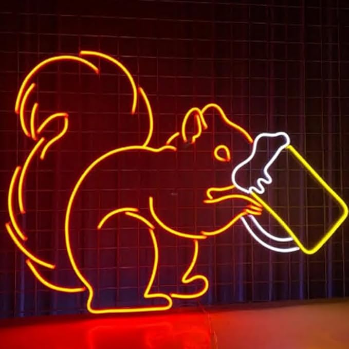 Squirrel Drinking Beer Neon Sign, 20inches Cocktail Squirrel Neon Led Light - Image 5