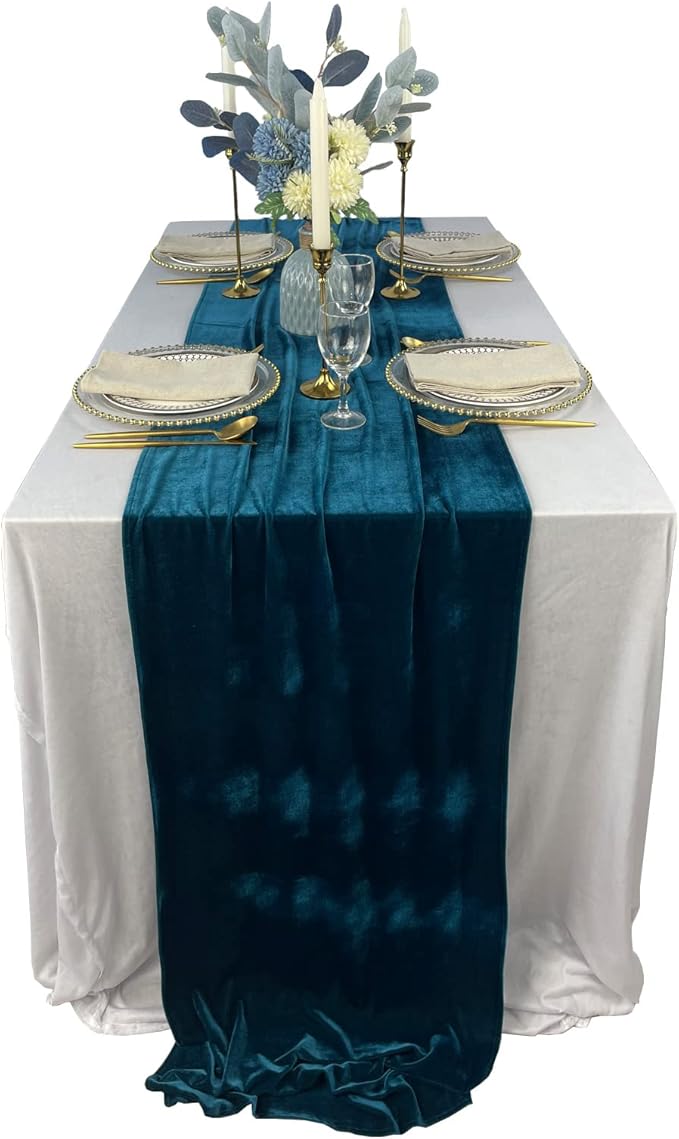 Velvet Table Runner, 10ft Luxurious Wedding Reception Decorations Soft Velvet by BTFHOME