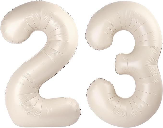 40 Inch Cream White 23 32 Large Number Balloon, 23 32 Cream White Birthday by Upgesy