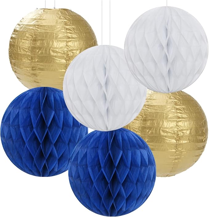 Navy-Blue White Gold Party Decorations - Image 6