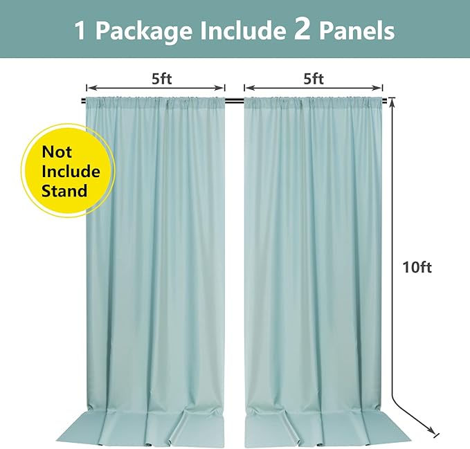 MYSKY HOME Light Green Backdrop Curtains - Image 2