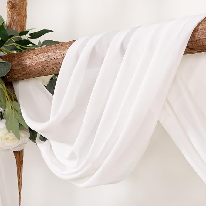 Ivory Wedding Arch Draping Fabric 4 Panels 30'' x 18FT Sheer Chiffon Arch - Image 2