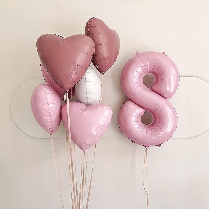 Pastel Pink Number 6 Balloons, 40 In Large Light Pink Number 6 Foil Helium - Image 9