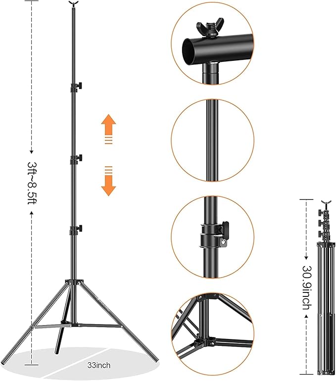 Photo Backdrop Stand, 8.5 x 10 ft Back Drop Adjustable Stands, Photography - Image 4