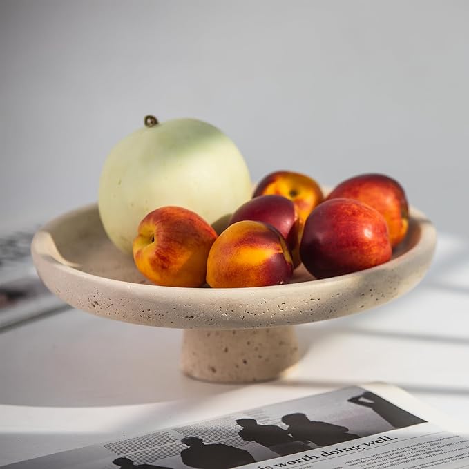 Natural Travertine Fruit Bowl 10.2" – Large Decorative Bowl & Travertine Decor - Image 4