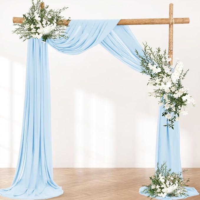 Wedding Arch Draping Fabric 1 Panel 30'' x 18FT Baby Blue Sheer Chiffon Arch - Image 4