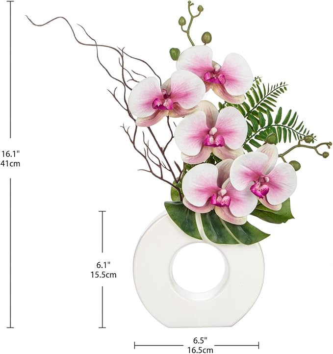 Briful Orchid Artificial Flowers 16.1'' Pink Orchid Silk Flowers - Image 2