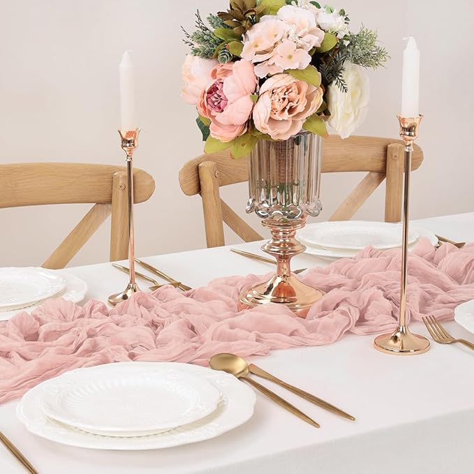 Dusty Pink Table Runner Cheesecloth Table Runner 10 Pack 10FT Farmhouse Table - Image 5
