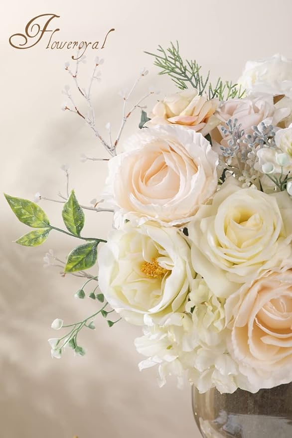 Floweroyal Artificial Flowers Combo White Flowers Mix Silk Flowers Dahlia Roses - Image 4