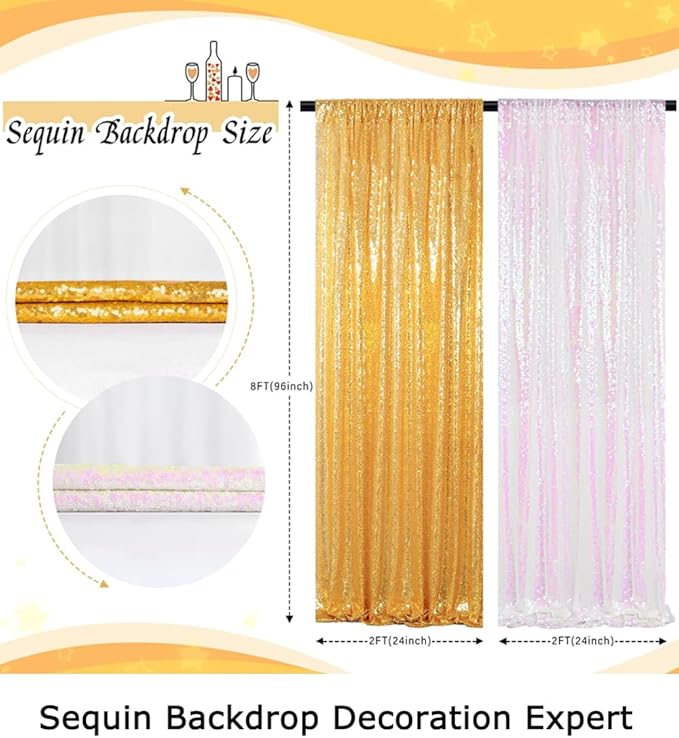 ShinyBeauty 4-Pack Sequin Photo Backdrop Curtains 2x8FT - Image 6