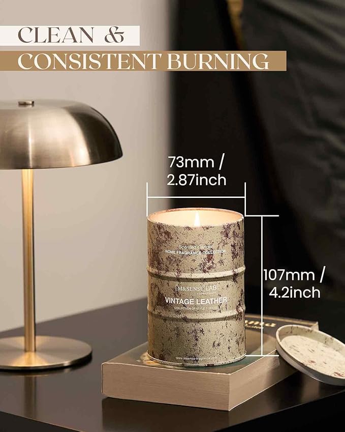 M&SENSE Vintage Leather Scented Candles Natural Non Toxic, Aromatherapy Candle - Image 6
