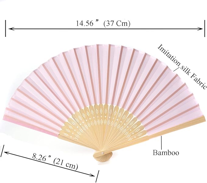 24pcs Imitated Silk Hand Fan Imitated Silk Fabric Bamboo Handheld Folded Fan - Image 2