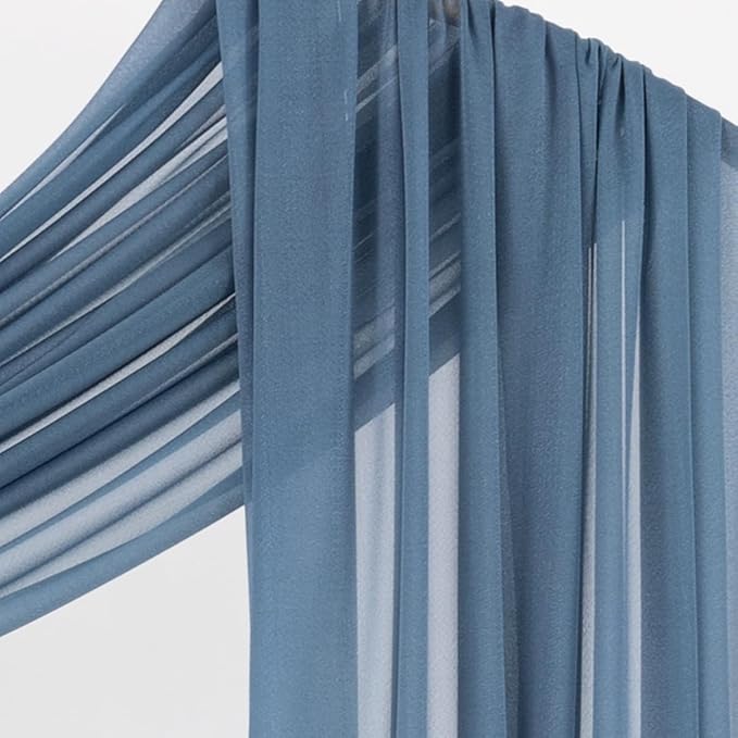 Socomi Wedding Arch Draping Fabric 29" x 20Ft 4 Panels Dusty Blue Sheer Outdoor - Image 5