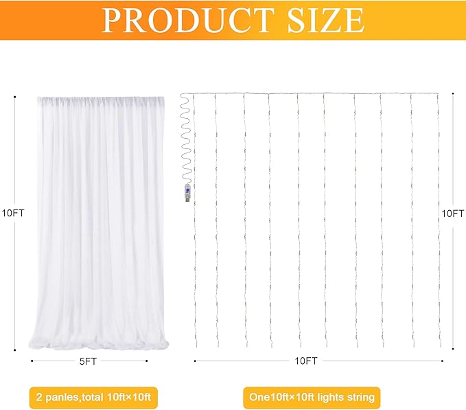 Fomcet White Tulle Backdrop Curtains - Image 2