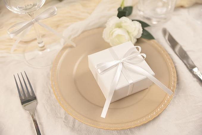 White Satin Ribbon 1/4 inch X Continuous 50 Yards, Single Face Polyester Ribbon - Image 5