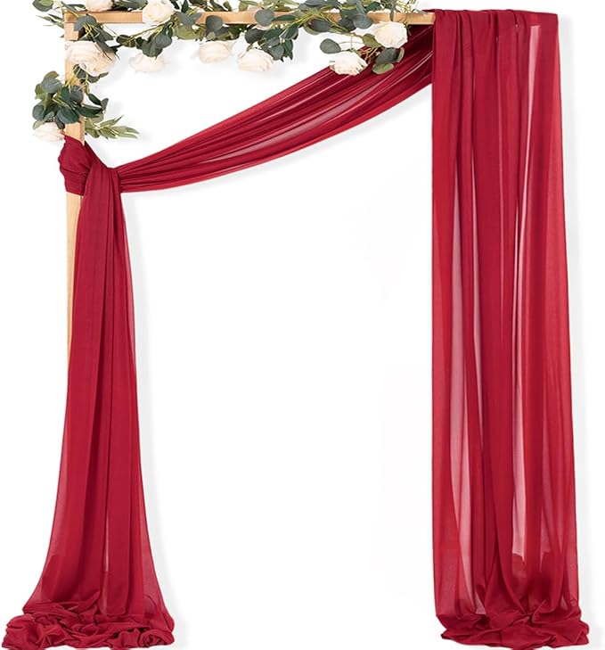 MLMC Red Wedding Arch Draping Fabric 1 Panel 29" x 20 FT Extra Long Gauze by MLMC