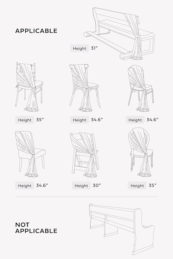 Ling's moment Wedding Chiffon Chair Sashes Cover Aisle Decorations Draping - Image 4