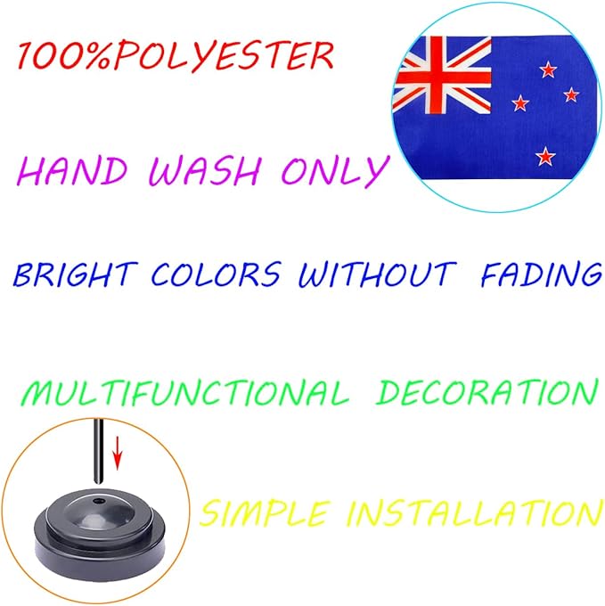 WXTWK 2 Pack New Zealand Flag New Zealand Deluxe Desk Flag Set - Image 4