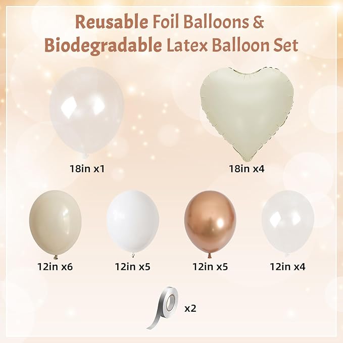 Cream White and Gold Balloons Beige Heart Balloon as Engagement Party - Image 3