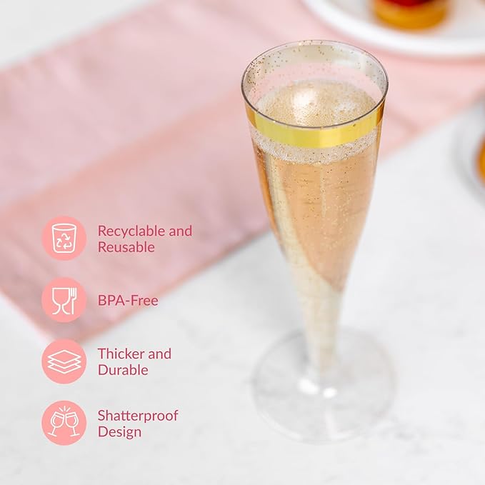 Prestee Set of 24 Plastic Champagne Flutes - Image 5
