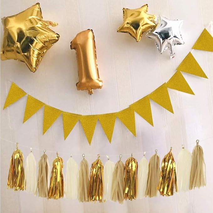 MerryNine Triangle Flag Bunting Banner, 3 Pack 30 Feet Vintage Style Pennant - Image 4