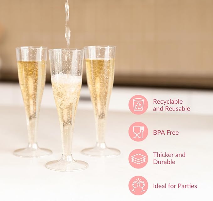 Prestee 24 Champagne Flutes Plastic - Image 5