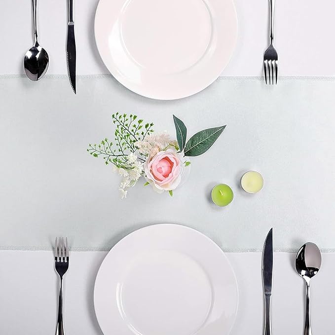 10-Pack Satin Table Runner Silver 12 x 108 inches Long, Table Runners - Image 2