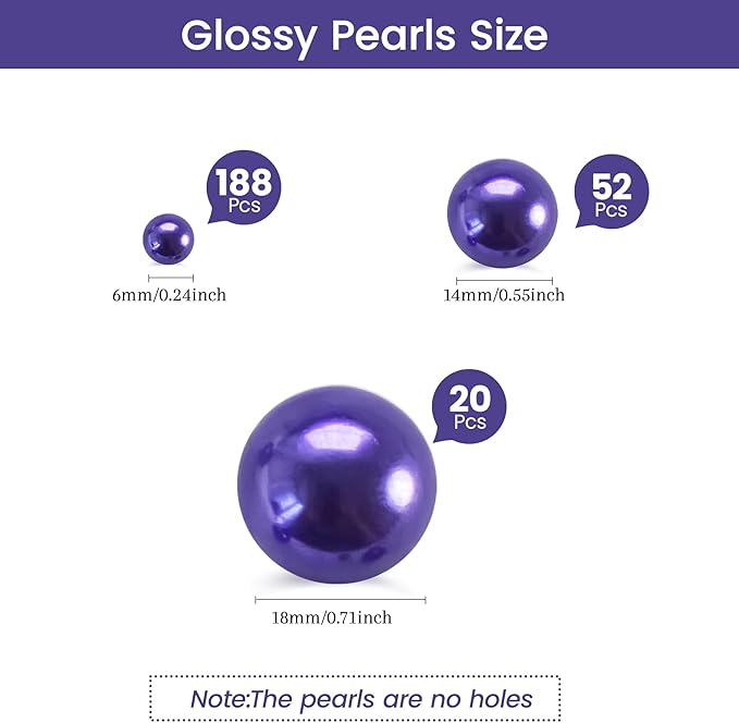 260Pcs Purple Glossy Round Plastic Beads - Image 2