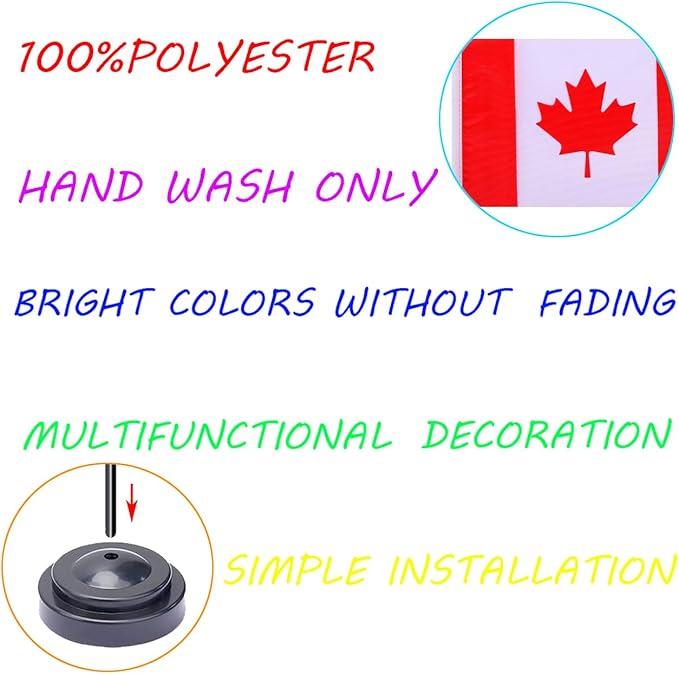 WXTWK 2 Pack Canada Flag Canada Deluxe Desk Flag Set - Image 4